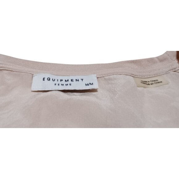 Equipment 100% Silk Tank Top Rib Trim Pale Blush Pink Womens M Feminine Luxury - Picture 3 of 6